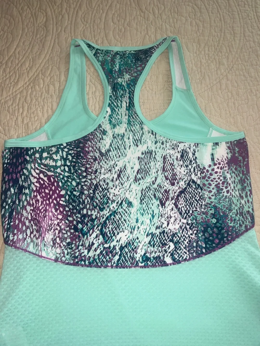 Fabletics Mint Racerback Tank with Patterned Insets - Picture 5 of 6
